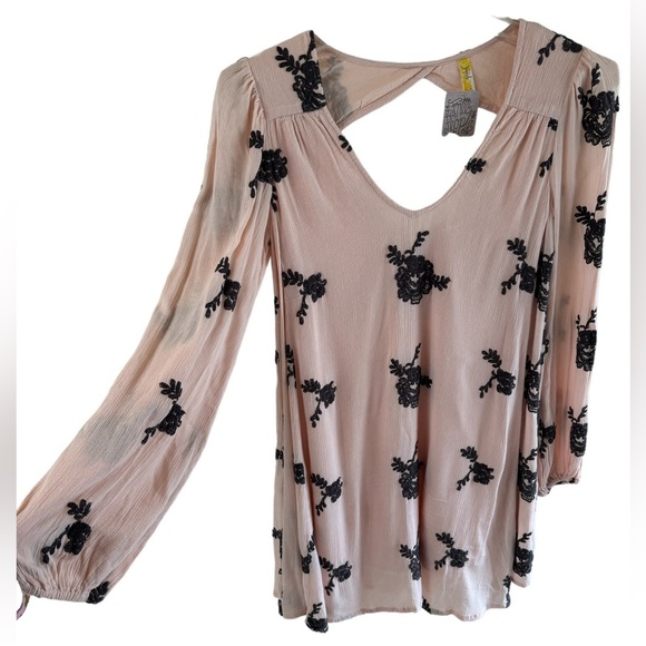 NWT Free People Emma Pink and Gray Embroidered Floral Dress - Picture 3 of 9